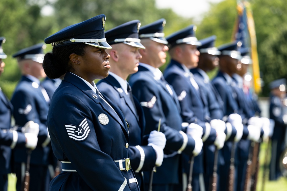 Full Military Funeral Honors with Escort are Conducted for U.S. Air Force Lt. Col. Donald Downing in Section 75