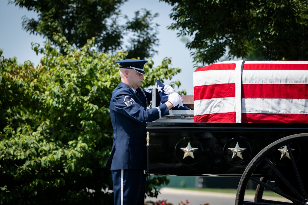 Full Military Funeral Honors with Escort are Conducted for U.S. Air Force Lt. Col. Donald Downing in Section 75