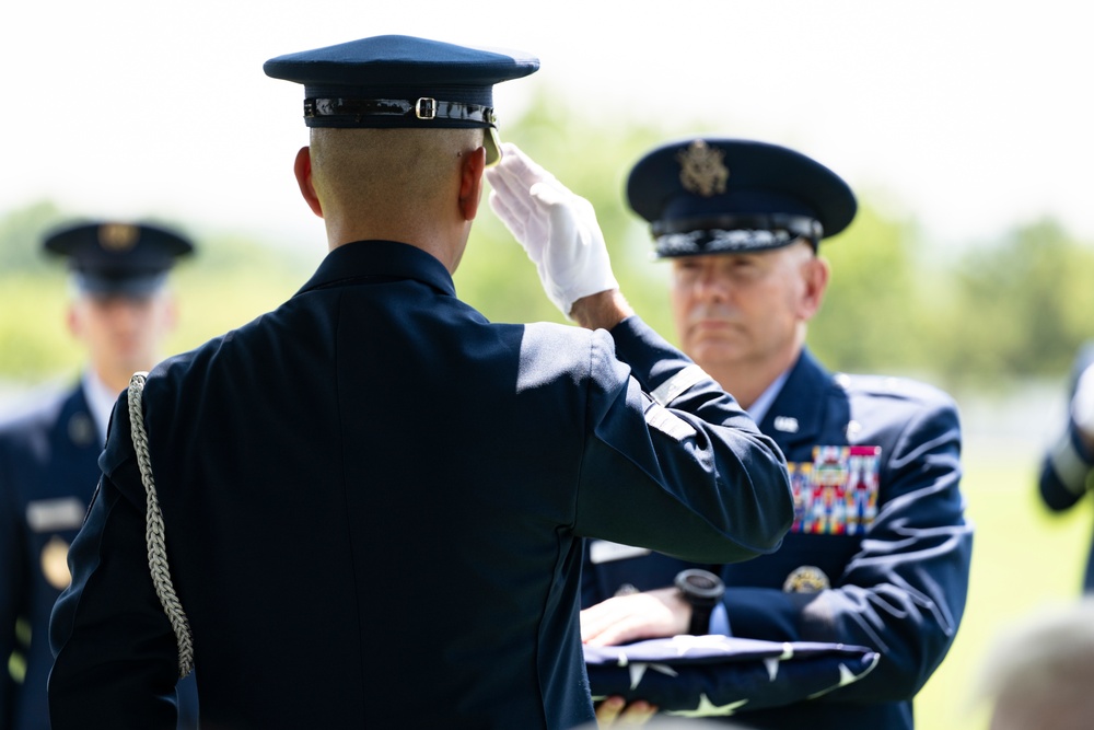 Full Military Funeral Honors with Escort are Conducted for U.S. Air Force Lt. Col. Donald Downing in Section 75