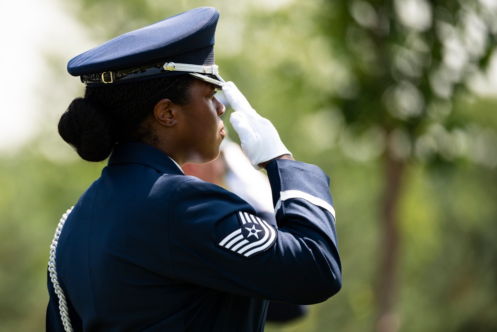 Full Military Funeral Honors with Escort are Conducted for U.S. Air Force Lt. Col. Donald Downing in Section 75