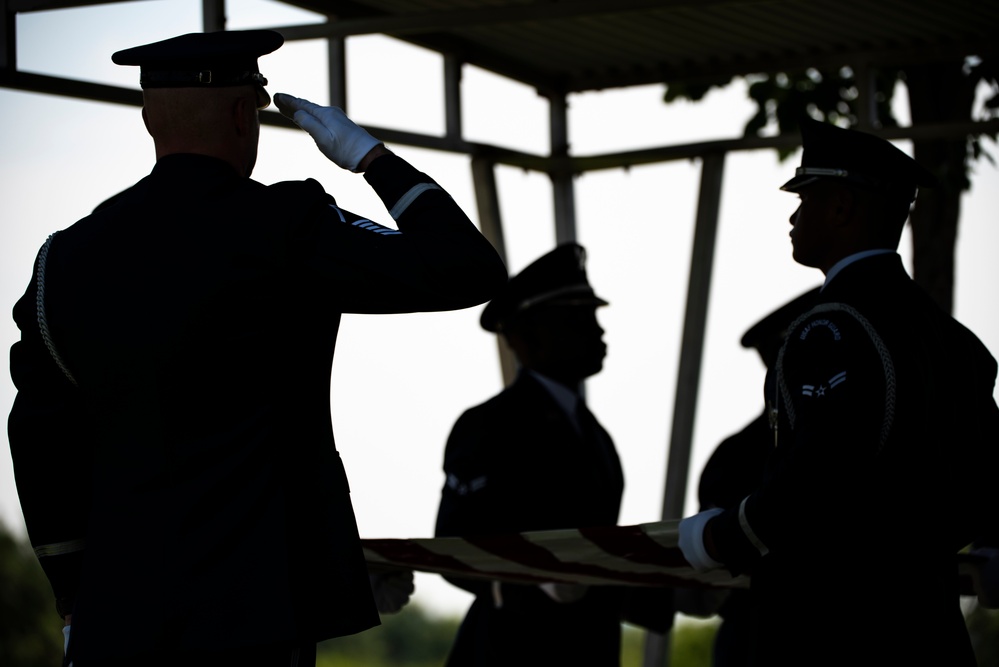 Full Military Funeral Honors with Escort are Conducted for U.S. Air Force Lt. Col. Donald Downing in Section 75