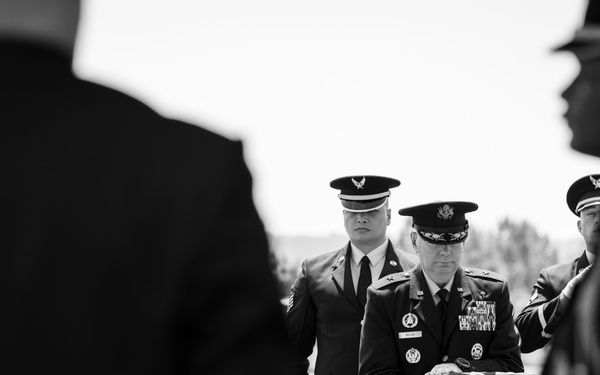 Full Military Funeral Honors with Escort are Conducted for U.S. Air Force Lt. Col. Donald Downing in Section 75