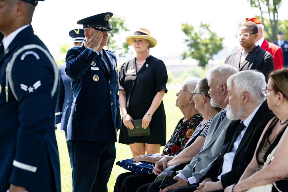 Full Military Funeral Honors with Escort are Conducted for U.S. Air Force Lt. Col. Donald Downing in Section 75