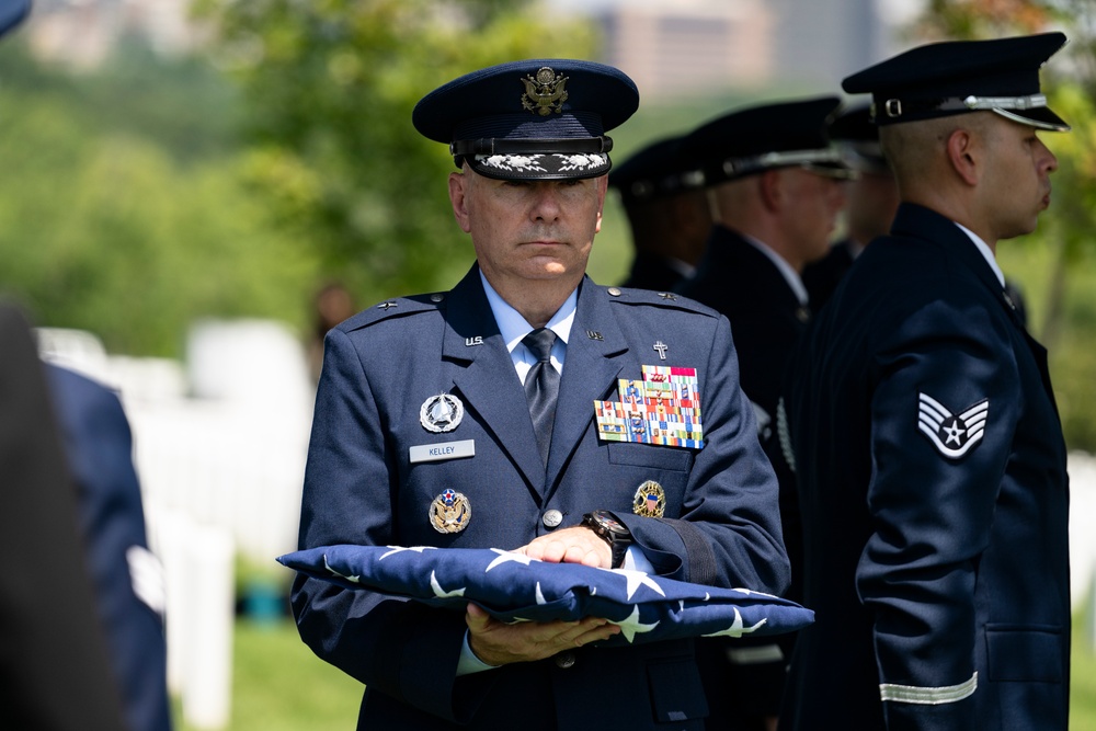 Full Military Funeral Honors with Escort are Conducted for U.S. Air Force Lt. Col. Donald Downing in Section 75