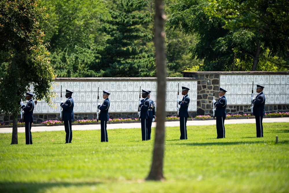 Full Military Funeral Honors with Escort are Conducted for U.S. Air Force Lt. Col. Donald Downing in Section 75