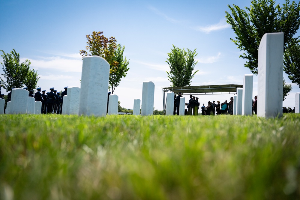 Full Military Funeral Honors with Escort are Conducted for U.S. Air Force Lt. Col. Donald Downing in Section 75