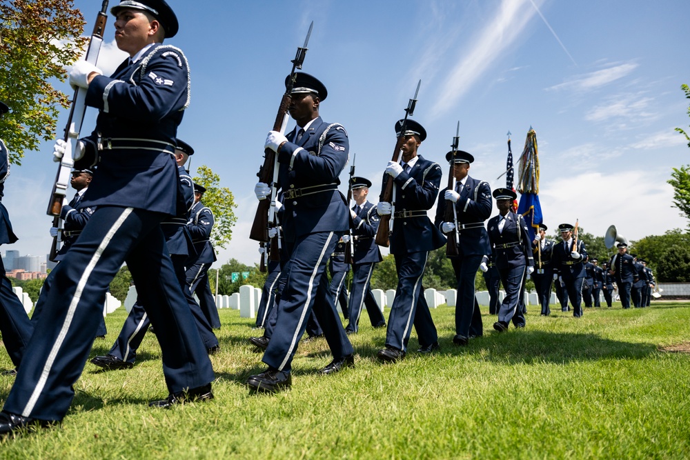 Full Military Funeral Honors with Escort are Conducted for U.S. Air Force Lt. Col. Donald Downing in Section 75