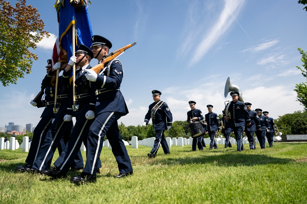 Full Military Funeral Honors with Escort are Conducted for U.S. Air Force Lt. Col. Donald Downing in Section 75
