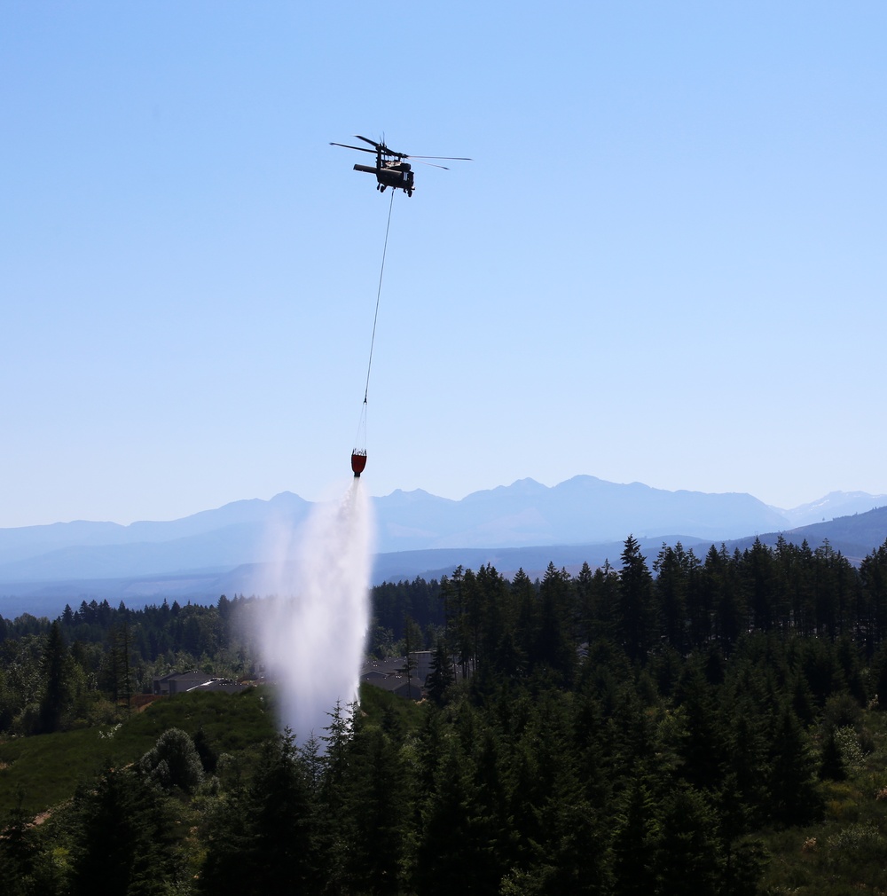 Army National Guard and Central Pierce Fire Department Conduct Water Bucket Training