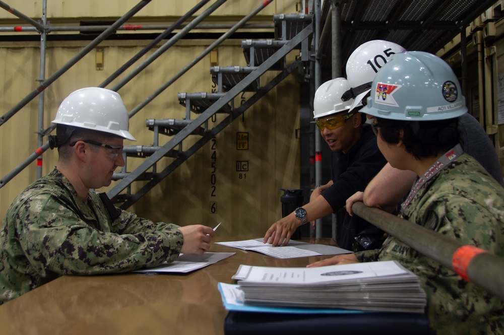 Ronald Reagan Sailors and PSNS Workers Discuss Ventilation Restoration