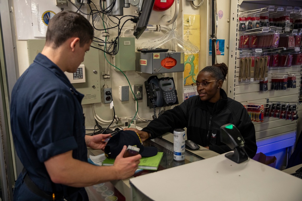 USS Gerald R. Ford (CVN 78) Sailors Shop at the Ship's Store