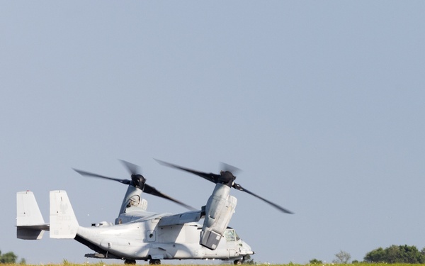 U.S. Marines with MWSS-273 and VMM-162 refuel MV-22B Ospreys at Wallops Island
