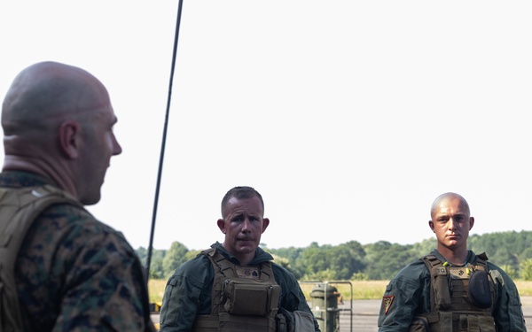 U.S. Marines with MWSS-273 and VMM-162 refuel MV-22B Ospreys at Wallops Island
