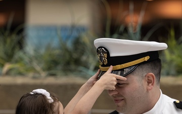 U.S. Navy HM2 Dailey commissions as an Ensign