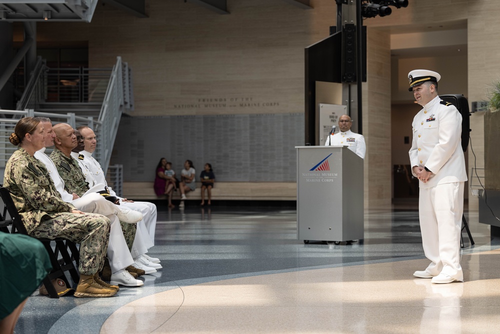 U.S. Navy HM2 Dailey commissions as an Ensign