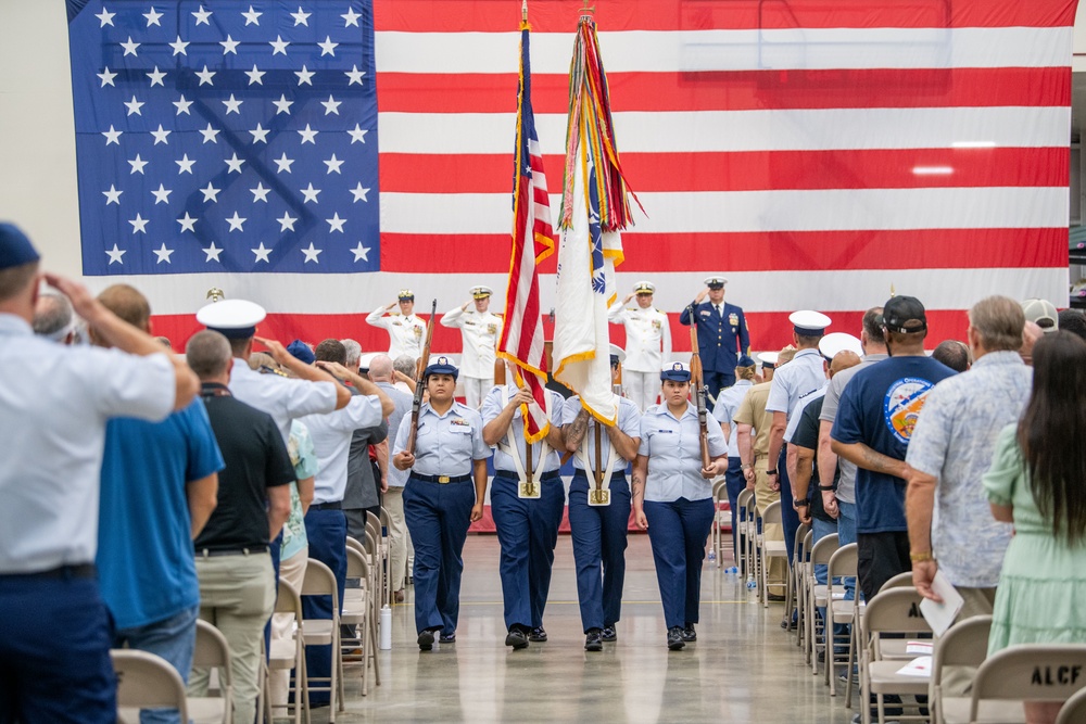 Color guard retires colors during Aviation Logistics Center change of command ceremony