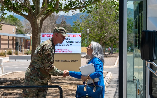 Col. Steven Fox Greets Mrs. Christine Grady