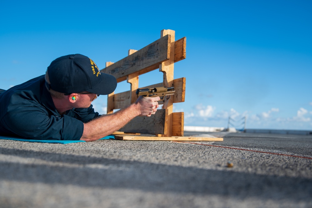 USS New York Trains With The M18 Service Pistol
