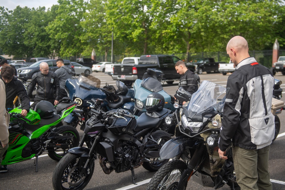 Ronald Reagan Sailors Preform Safety Inspection For Command Motorcycle Ride