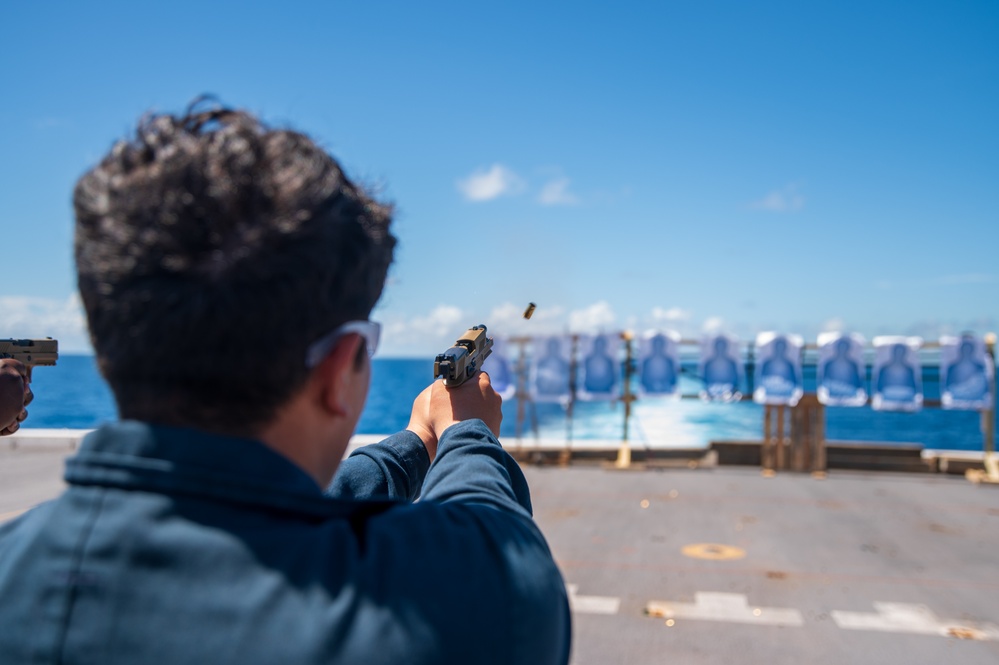 USS New York Trains With The M18 Service Pistol