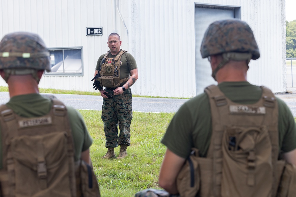 U.S. Marines MWSS- 273 conduct simulated  tactical combat casualty care