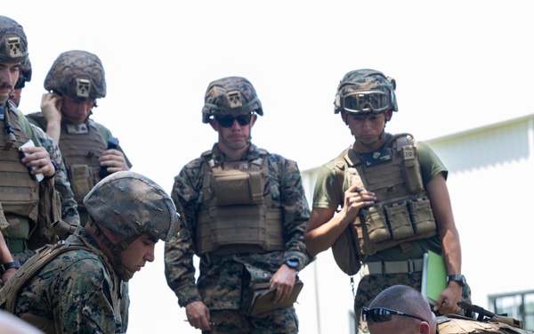U.S. Marines with MWSS-273 conduct simulated tactical combat casualty care
