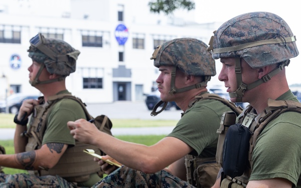 U.S. Marines with MWSS-273 conduct simulated tactical combat casualty care