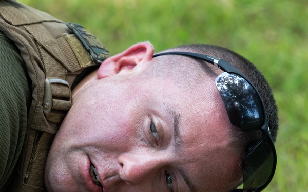 U.S. Marines with MWSS-273 conduct simulated tactical combat casualty care