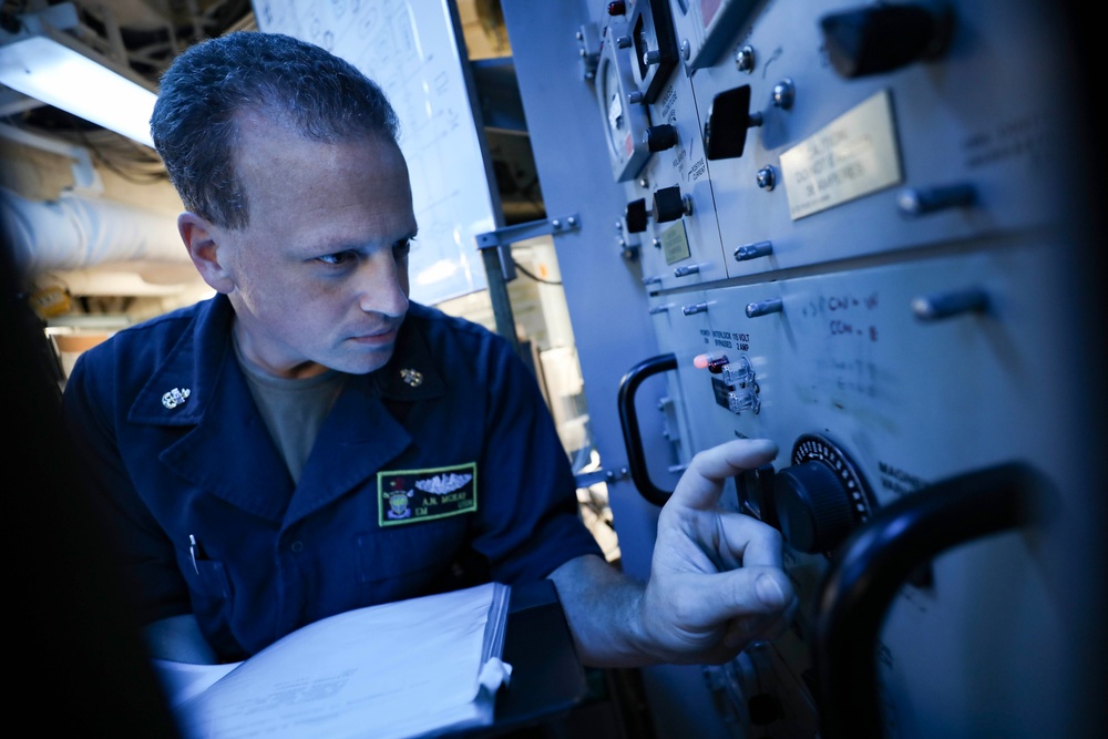 USS Milius conducts operations in the U.S. Central Command area of responsibility as part of the Carl Vinson Carrier Strike Group