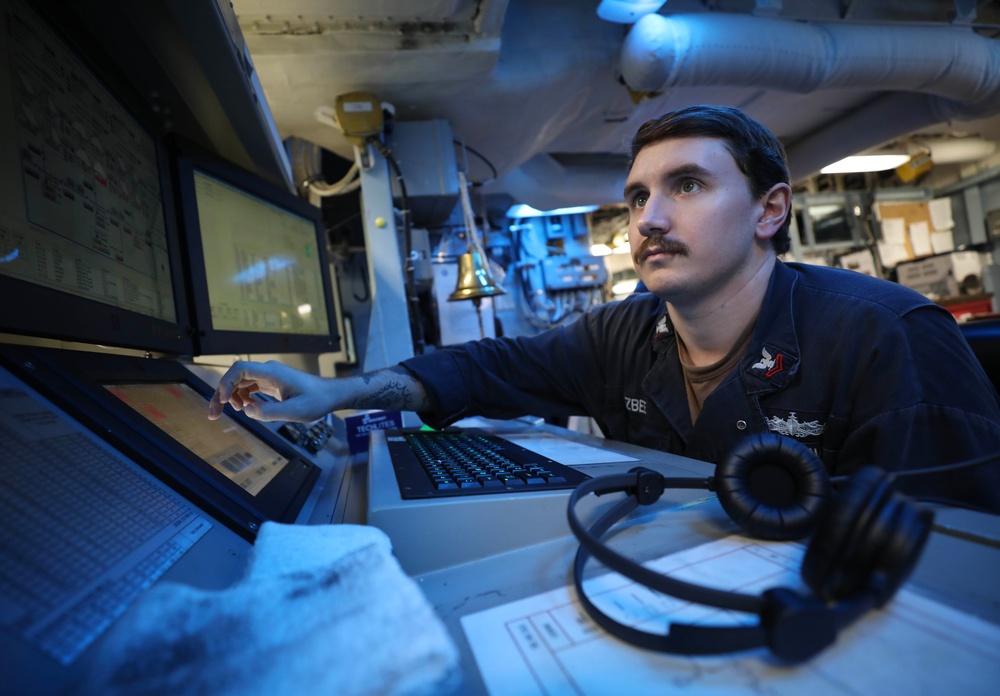 USS Milius conducts operations in the U.S. Central Command area of responsibility as part of the Carl Vinson Carrier Strike Group