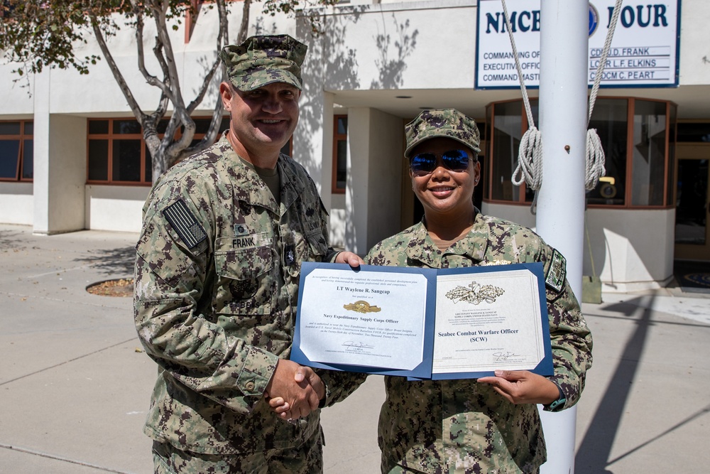 NMCB 4 Lieutenant Awarded SCW, EXW, NAM at Once