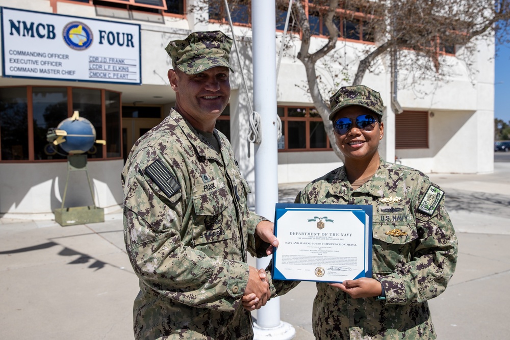 NMCB 4 Lieutenant Awarded SCW, EXW, NAM at Once