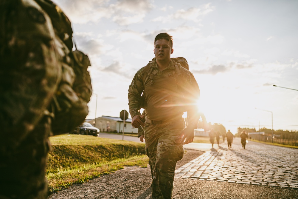 1st Lt. Jorge Begins Ruck March Training with Task Force Saber in Germany