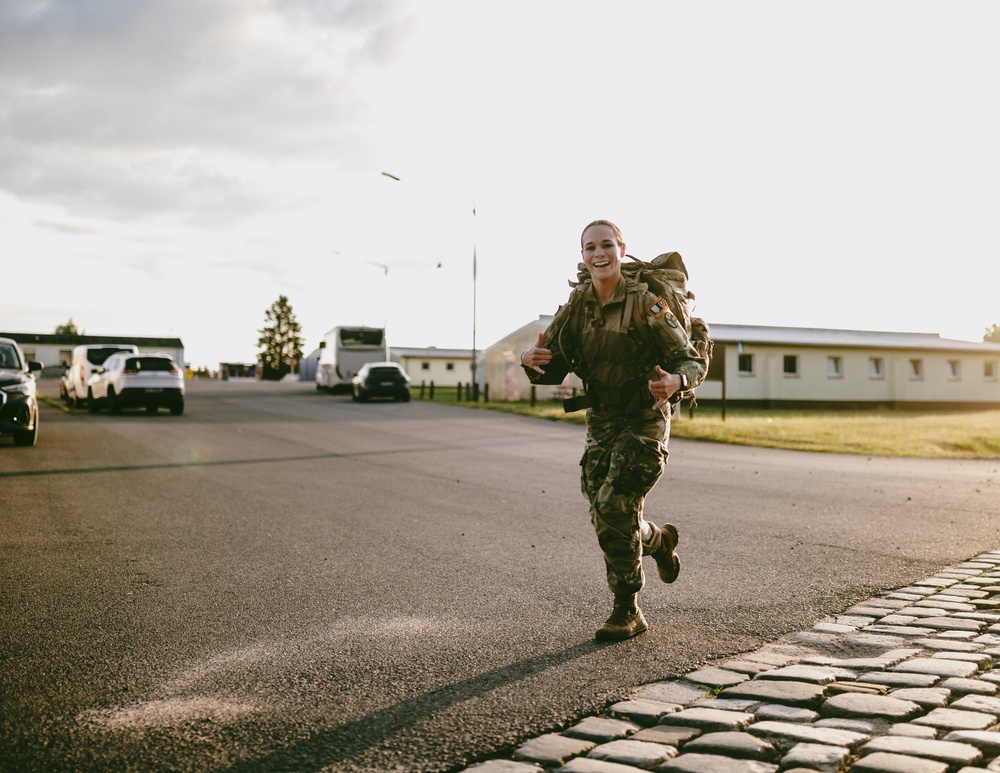 1st Lt. Hinky Leads from the Front During Ruck March in Germany