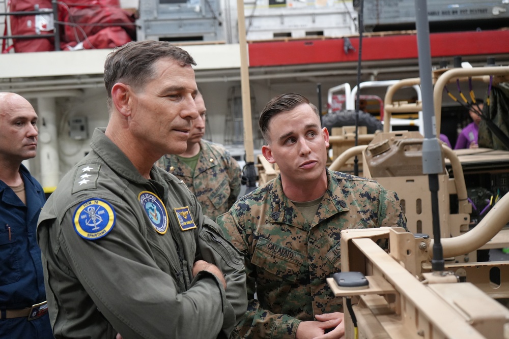 Vice Admiral John Gumbleton Visits USS San Antonio (LPD 17)