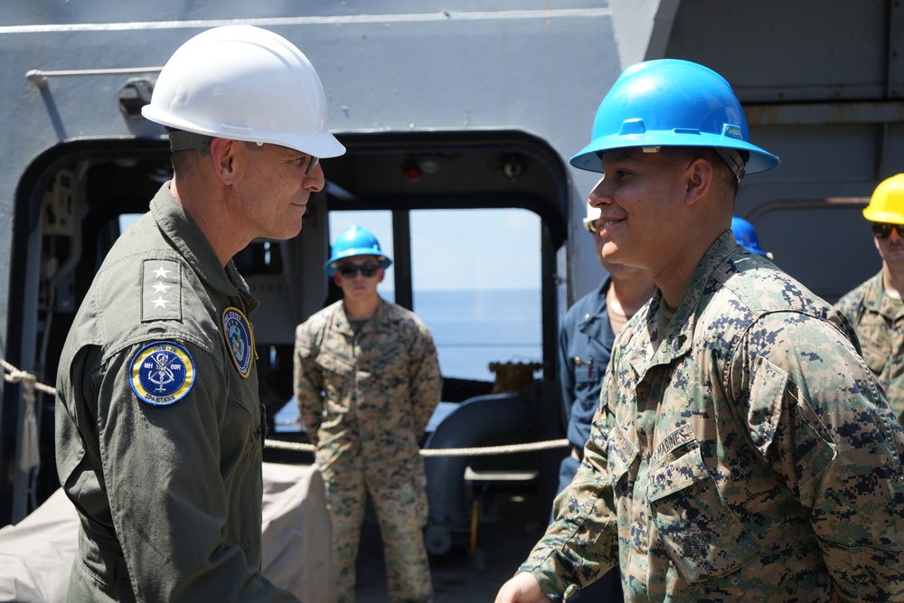 Vice Admiral John Gumbleton Visits USS San Antonio (LPD 17)