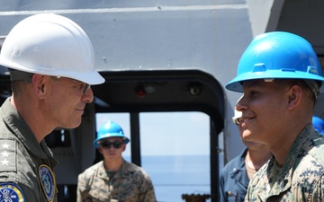 Vice Admiral John Gumbleton Visits USS San Antonio (LPD 17)