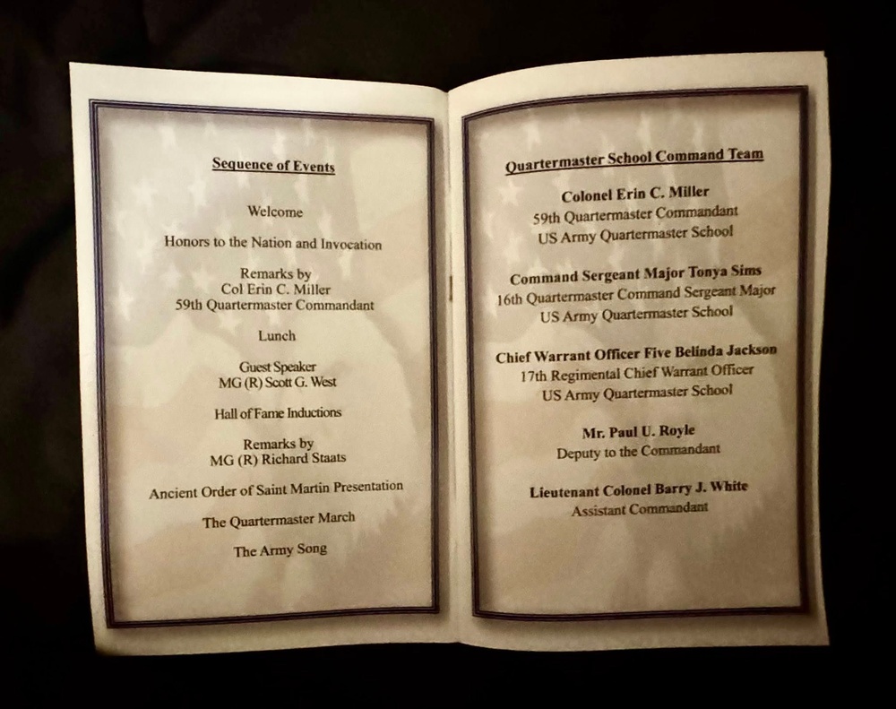 Induction into the Quartermaster hall of fame