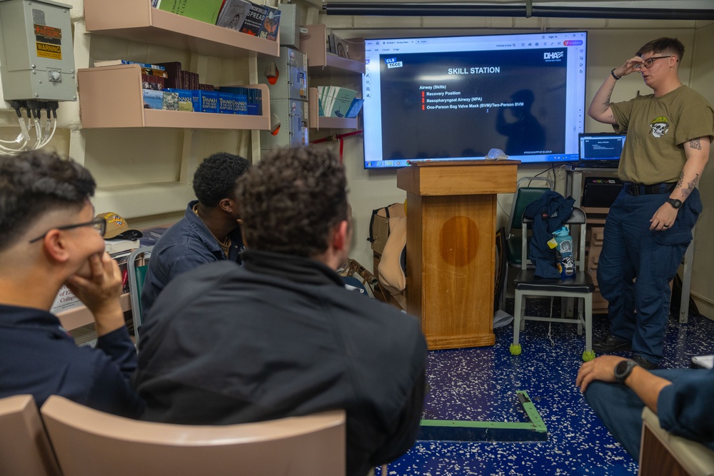 Tactical Combat Casualty Care training on USS Paul Ignatius