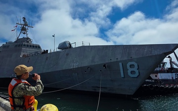 USS Charleston (LCS 18) conducts readiness and training onboard Port Hueneme