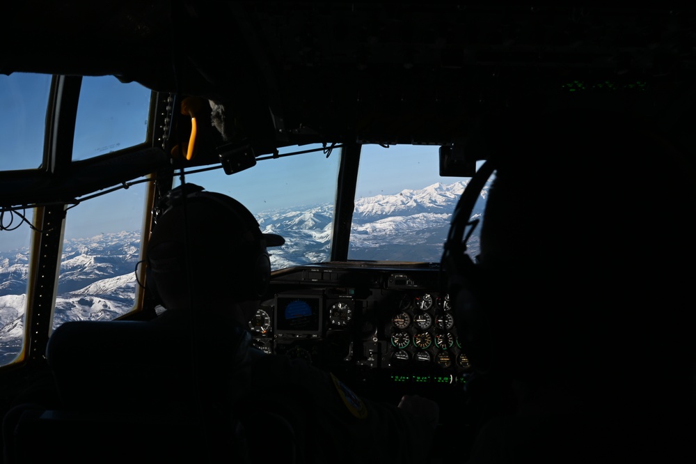 Montana Air National Guard C-130s fly over Bob Marshall Wilderness