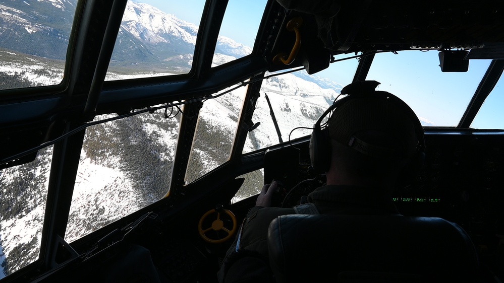 Montana Air National Guard C-130s fly over Bob Marshall Wilderness