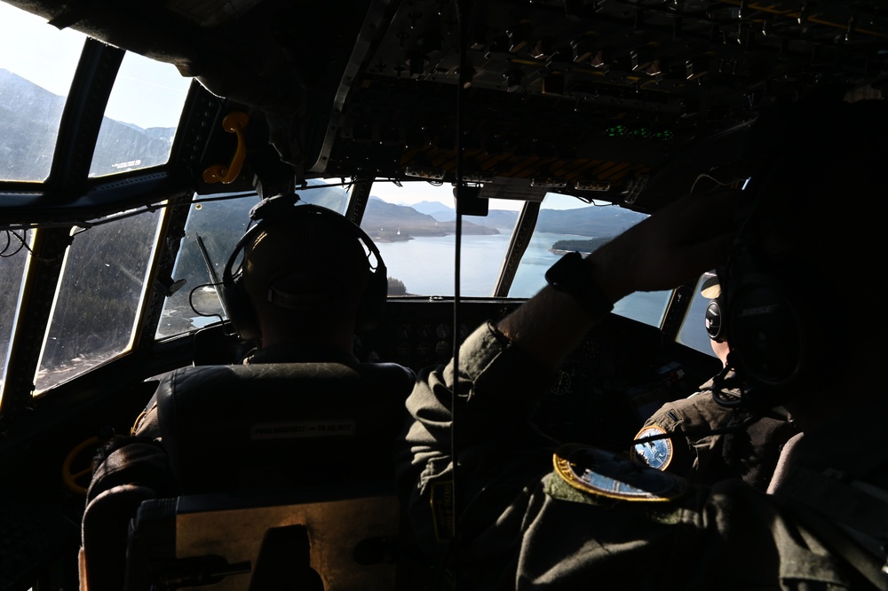 Montana Air National Guard C-130s fly over Bob Marshall Wilderness