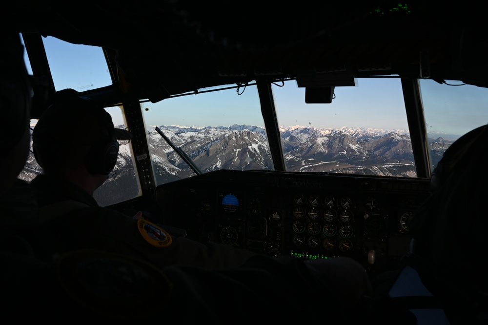 Montana Air National Guard C-130s fly over Bob Marshall Wilderness