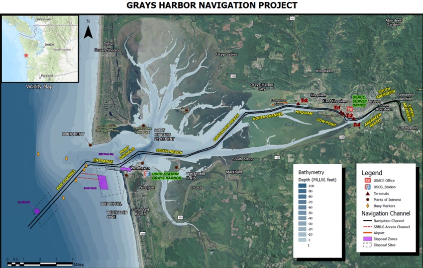 Army Corps begins Grays Harbor Inner Harbor maintenance dredging July 16