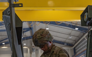 U.S. Soldiers conduct Stryker armored vehicle maintenance to support southern border mission