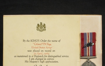 On 26 April 1946, COL Thomas N. Page, Medical Corps, was awarded the (British) War Medal with Oak Leaf Cluster by His Majesty King George VI.