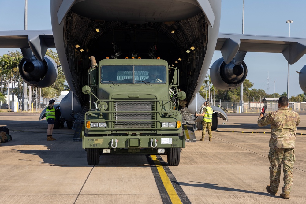 Talisman Sabre 2025] Logistics Download Operations at Royal Australian Air Force base Darwin, Australia