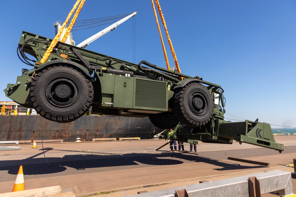 Talisman Sabre 2025 Logistics Download Operations at Royal Australian Air Force base Darwin, Australia