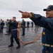 USS PEARL HARBOR (LSD 52) Sailors man the rails as the ship departs for Pacific Partnership 2025